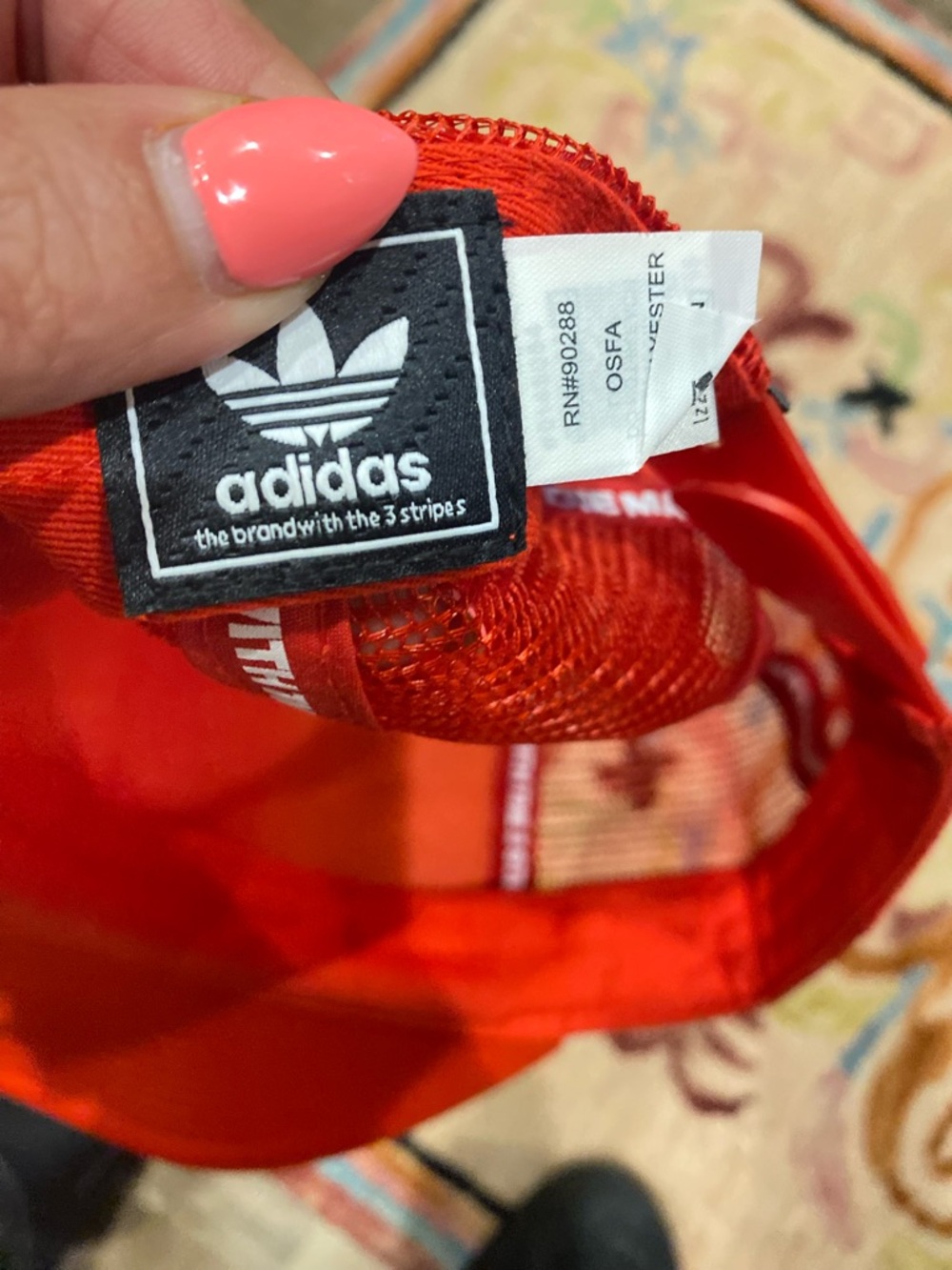 adidas Men's Trucker Hat Red White Adjustable Mesh Back Casual One Size - Picture 6 of 9